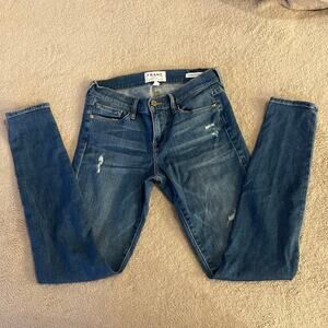 Women's Frame Le skinny Jeans size 26 distressed blue denim De Jeanne fitted